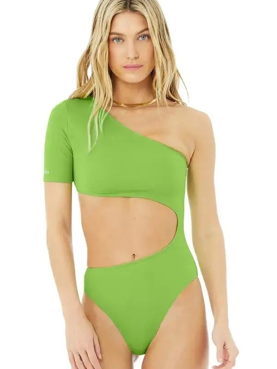 Tops - ALO Green Apple One-Shoulder Cutout One-Piece XXS NEW